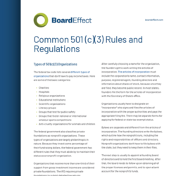 Common 501(c)(3) Rules And Regulations