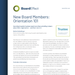 New Board Members: Orientation 101