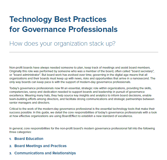 Technology Best Practices for Governance Professionals